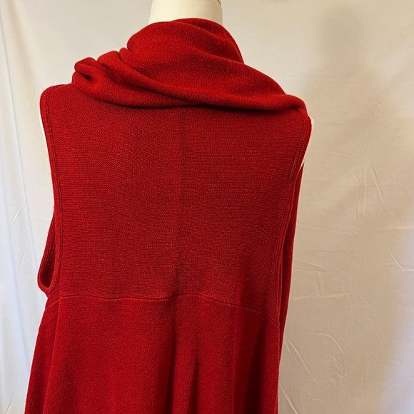 Sleeveless acrylic swing red brick cardigan sweater - Picture 3 of 6
